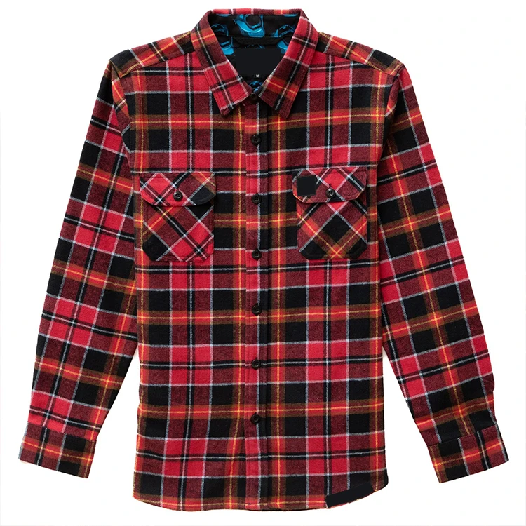 OEM Snap Button Flannel Shirt Tall Size Custom Logo Polyester Cotton Flannel Shirts