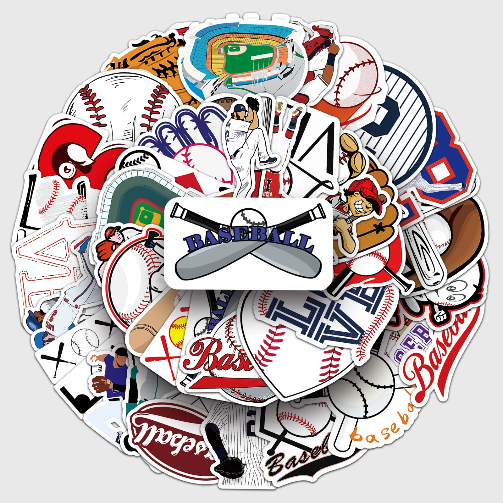 50pcs cartoon baseball graffiti stickers decorate guitar suitcase waterproof stickers wholesale