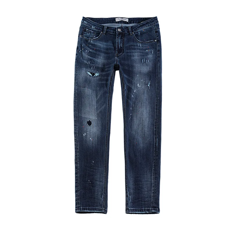 Factory Price Fashion damage Design Men Jeans Wholesale Custom Skinny Style Jeans Homme Ripped Pattern Man Blue Jeans