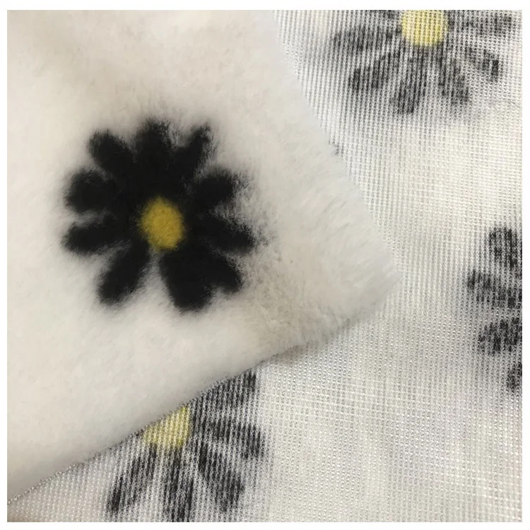 
100% polyester printed faux fur fabric printed fake hair like rabbit fur 