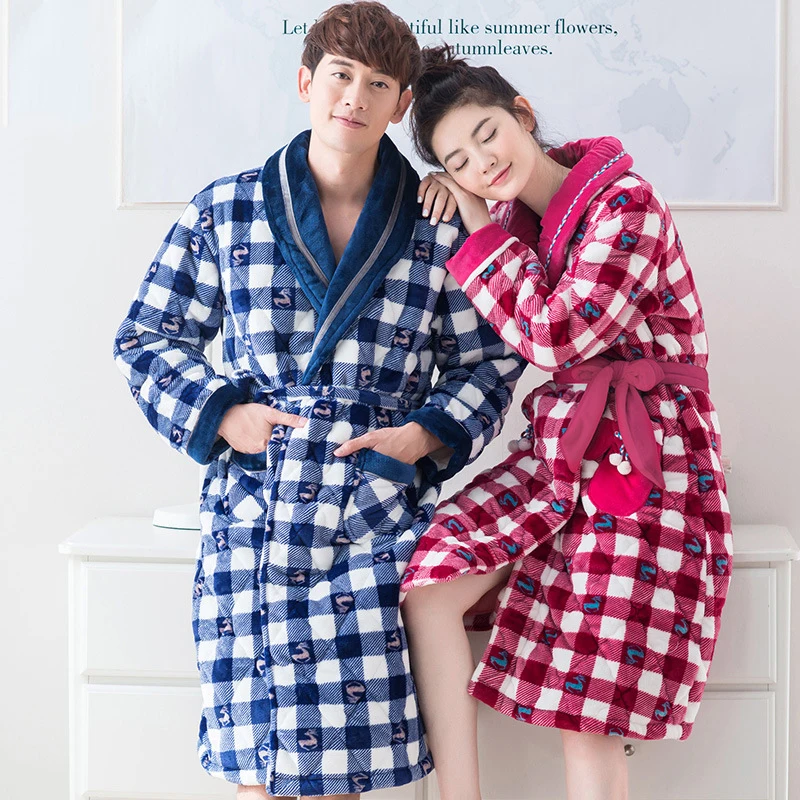 
fluffy thick microfibre flannel velvet bathrobe sleep robes for lady shawl collar bathrobe coral fleece bath robe 