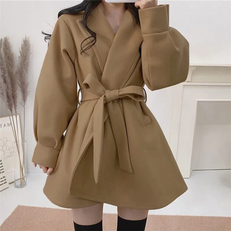 Coat Winter Australia Alpaca Wool Women Warm Fashion Belt Coat Oversize Wool Coats Women