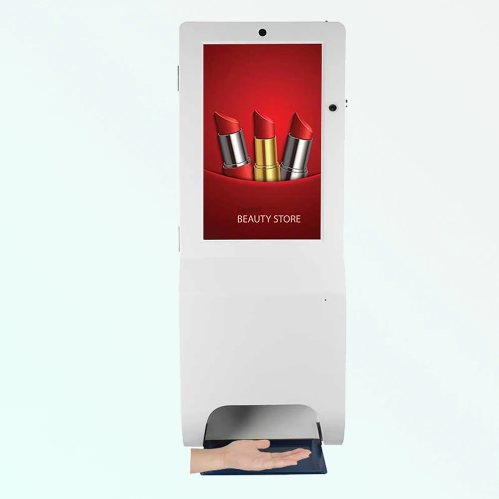 Factory Price Floor stand Digital Signage Screen Lcd 21.5 Inch with Auto Measuring Temperature Hand Sanitizer Kiosk