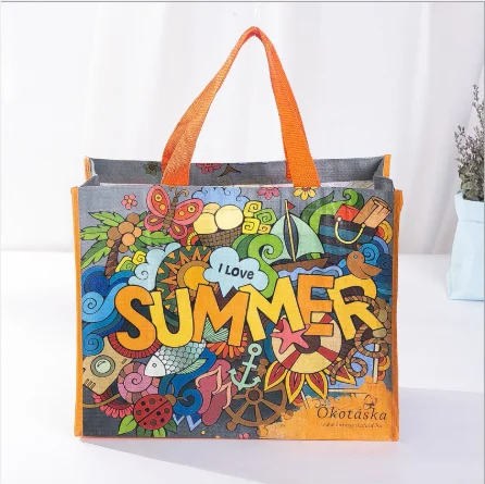 Waterproof custom pp shopping plastic woven bag eco-friendly reusable tote bag with printed logo