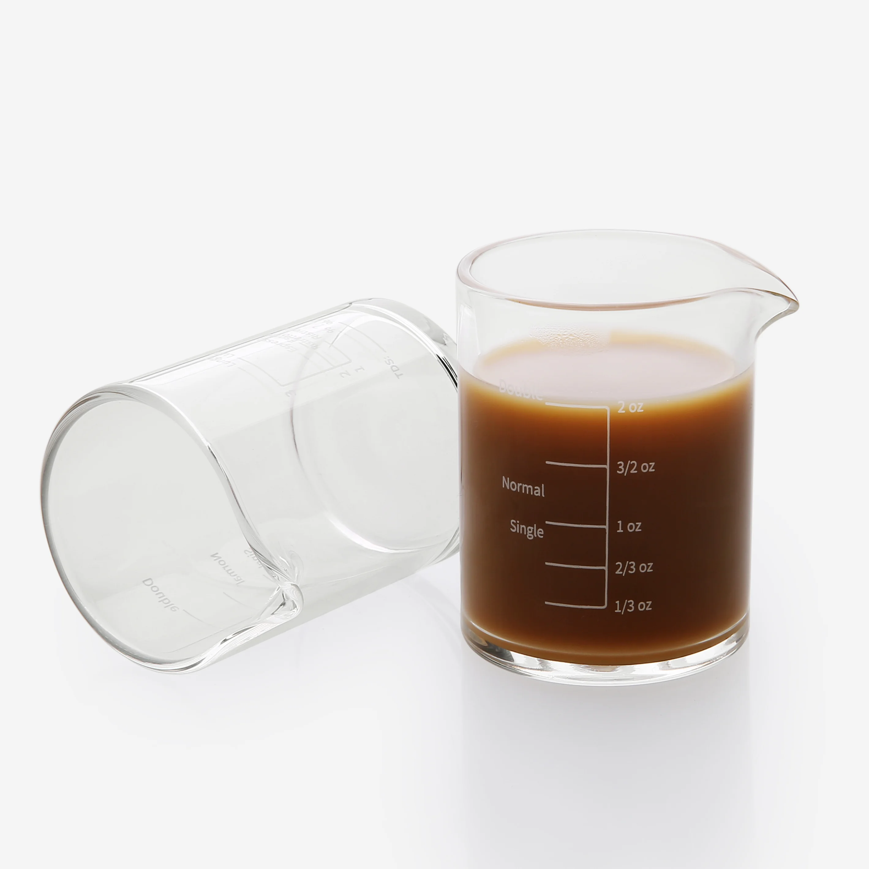 BCnmviku 60ML/2 OZ Single Spout Measuring Glass Low Form Beaker Espresso Accessories Multi-Purpose High Borosilicate Glass