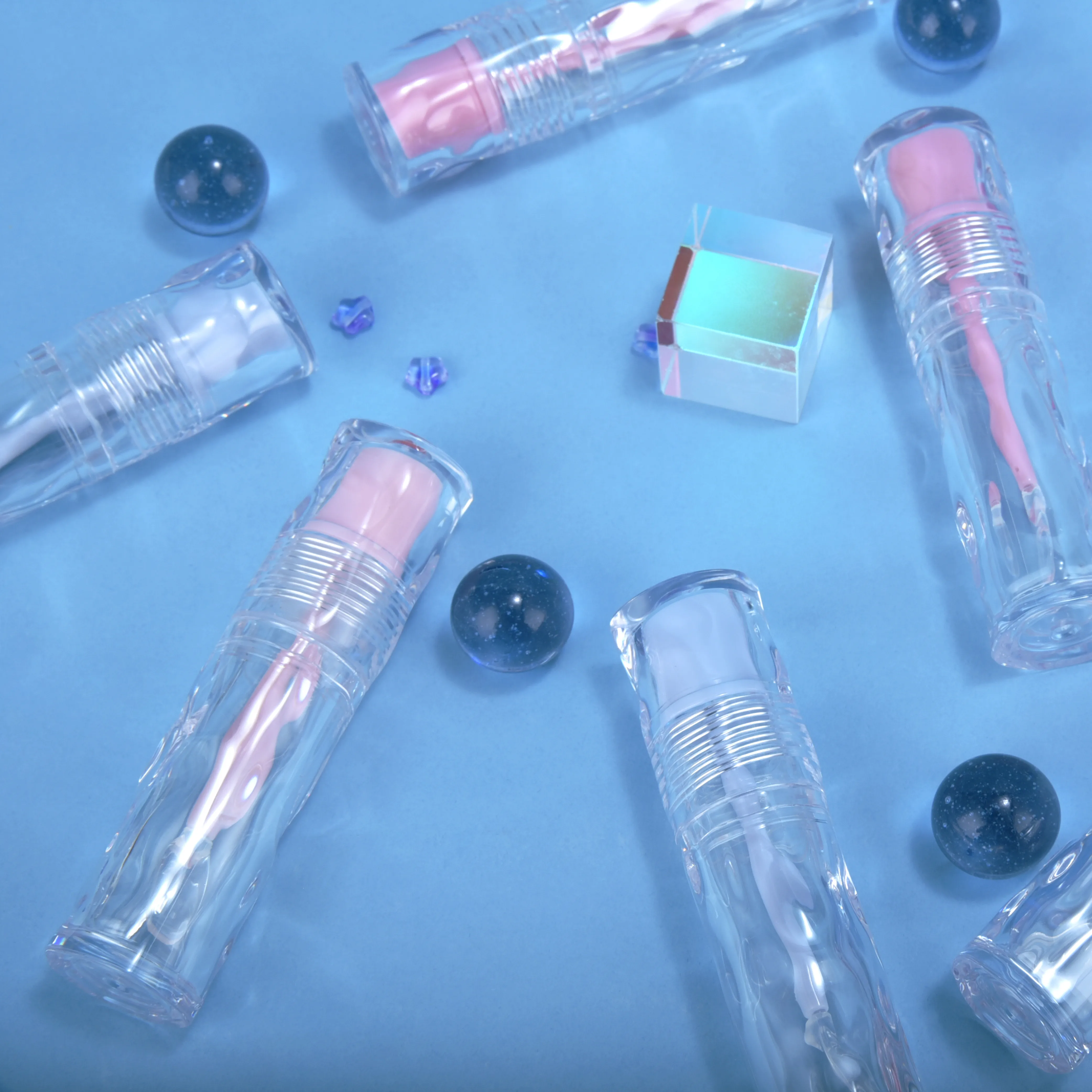 cute water wave bottle shape transparent silicone applicator lipgloss containers wand tubes