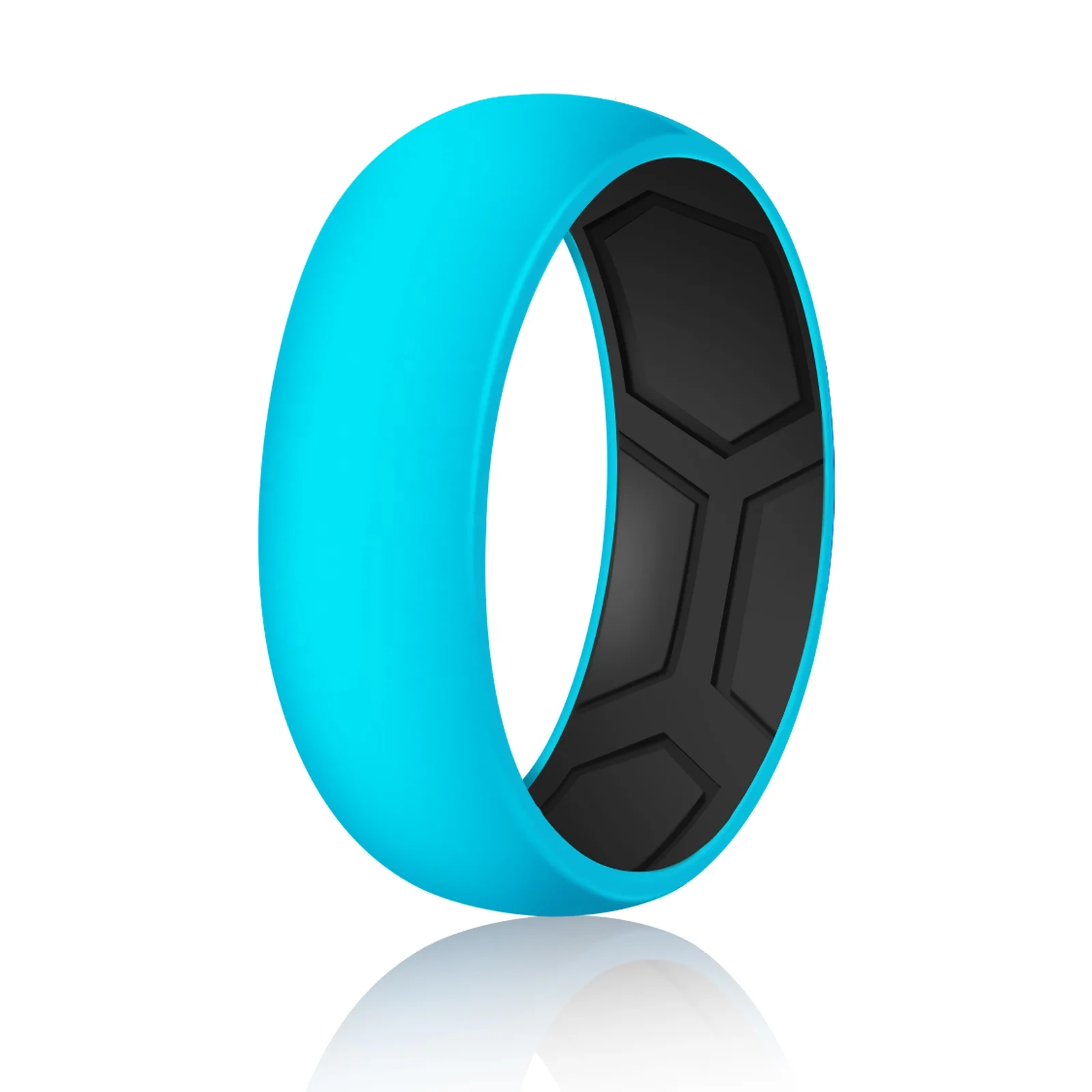 Personalized Engraved Logo OEM Silicone Finger Ring Fashion Medical Grade Breathable Jewelry Silicone Wedding Band for Men