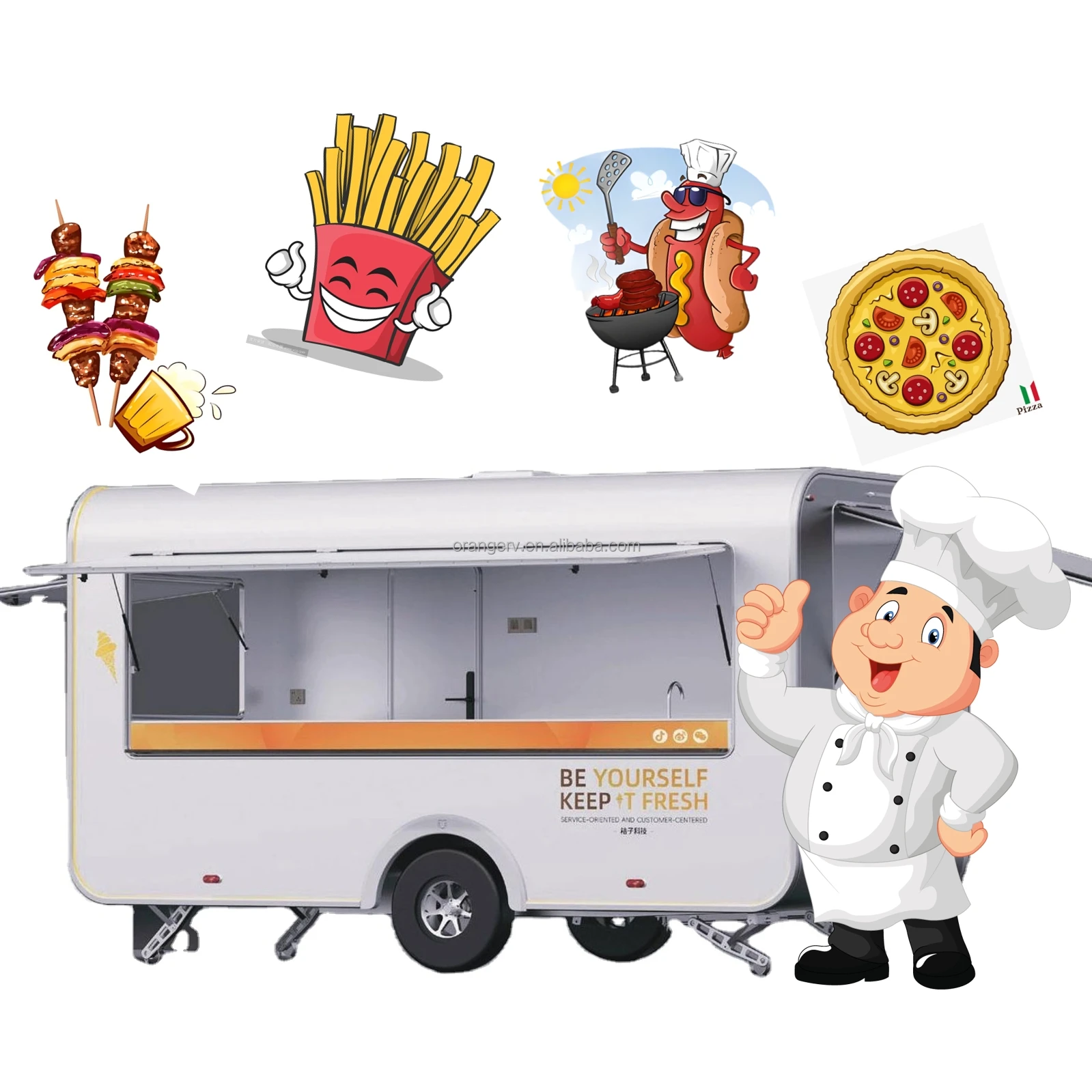 2024 NEW Mobile Food Cart Explosion Small Self-service Bakery Street Truck Trailer