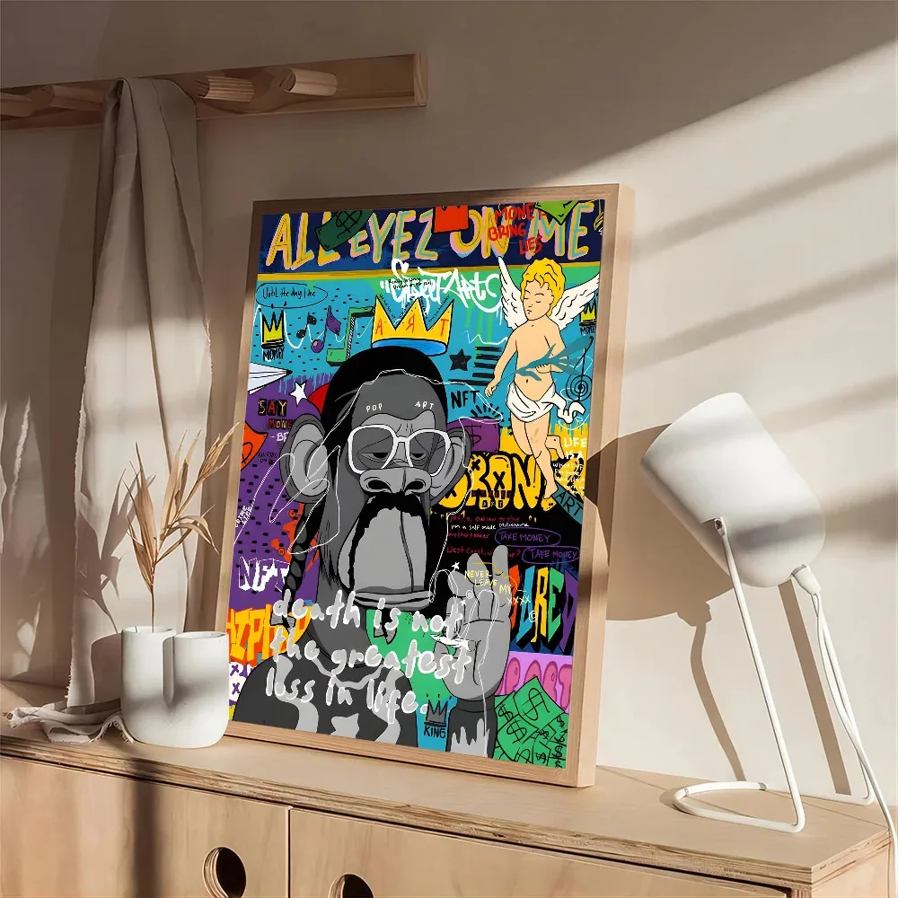 Bored Ape Graffiti Style Street Art No Framed Poster Kraft Club Bar Paper Vintage Poster Wall Painting Bedroom Study Stickers