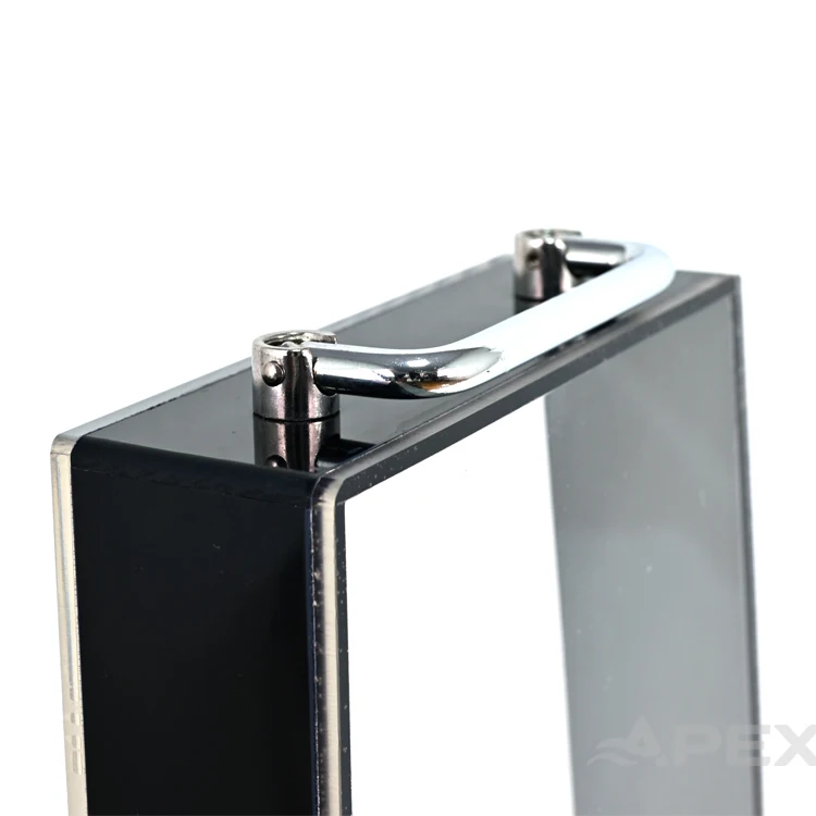 APEX Custom Logo Transparent Counter Top Acrylic Display Stand 360 Rotating Smart Door Lock Display Stand