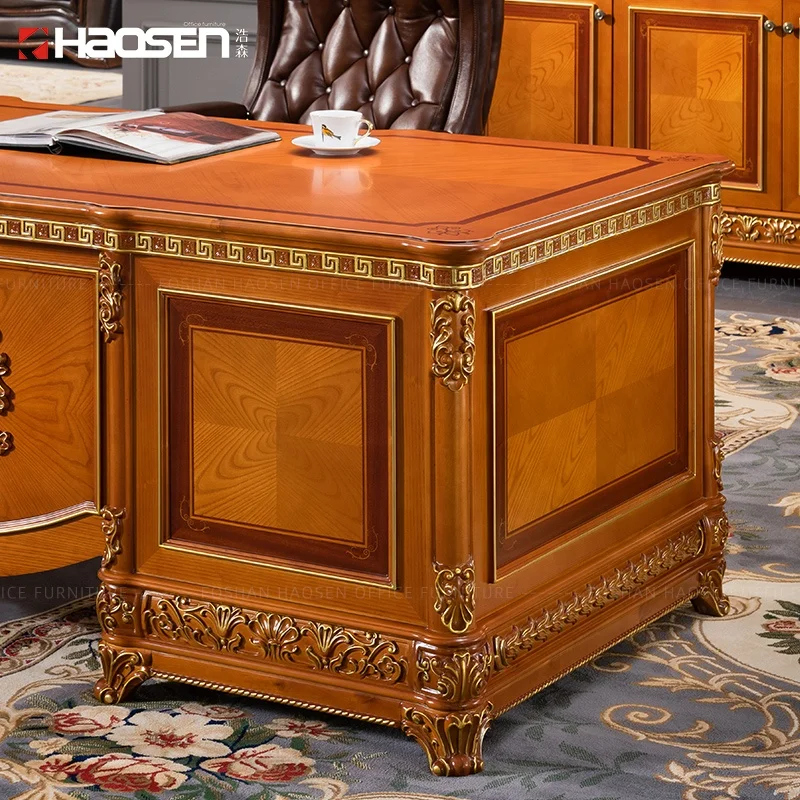 Royal classical escritorio luxury Commercial Furniture wood executive president office table director desk