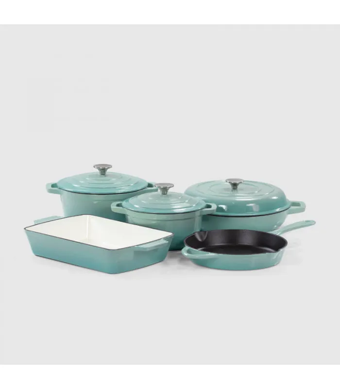 Кухонная эмалированная чугунная посуда набор из 5 предметов чугунные кастрюли премиум-класса для голландской духовки готовки