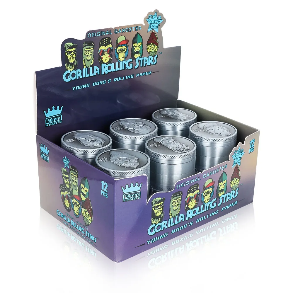 Gorilla Rolling Stars New Patterns Zinc Alloy 50mm Smoking Grinder With 6 Patterns Support Oem Logo Tobacco Grinder