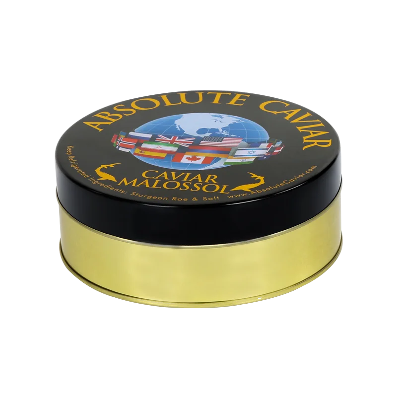 Custom Printed Food Grade Tinplate Metal Can Good Seal Caviar Packaging Box
