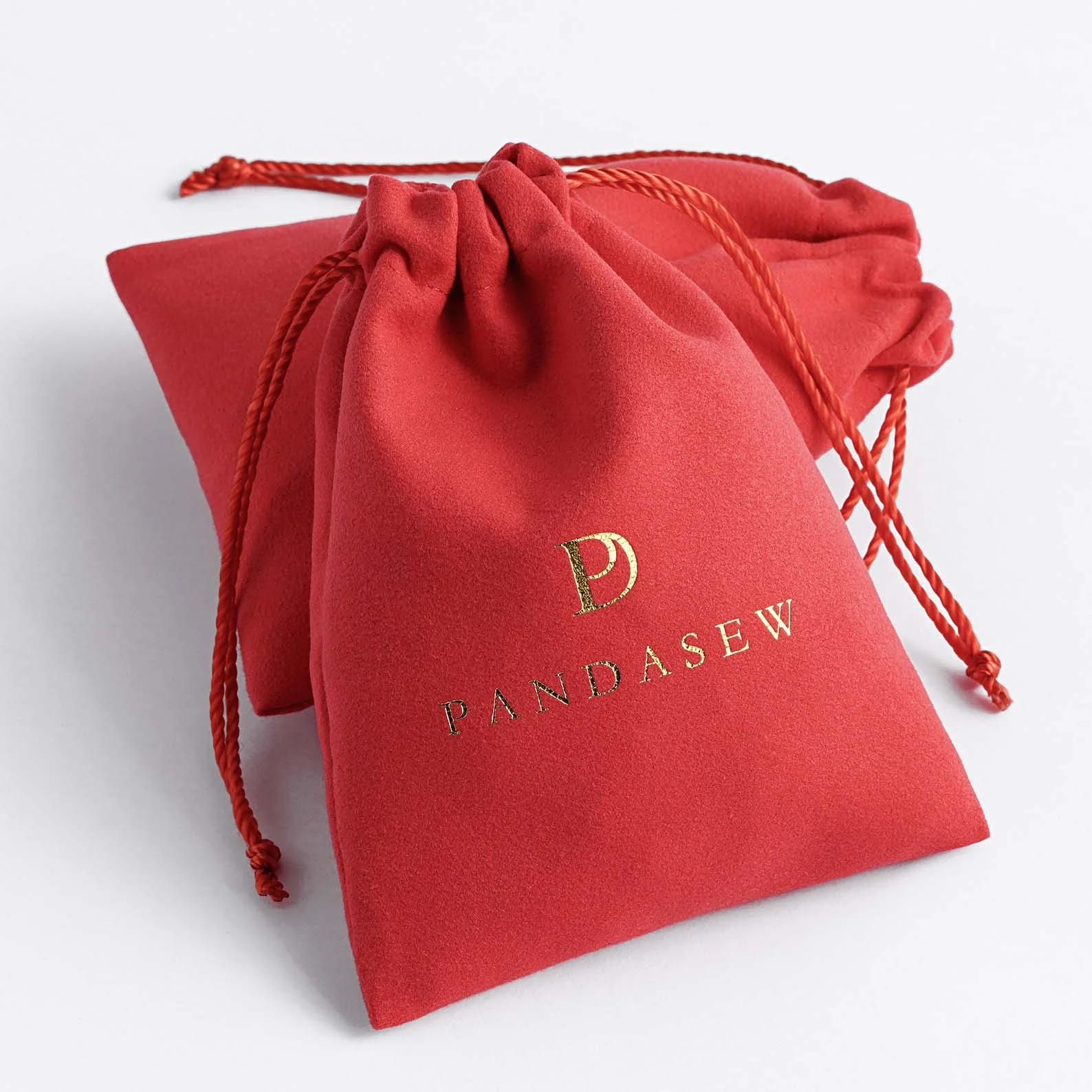 PandaSew Personalized Print Logo Luxury Wedding Favor Small Velvet Drawstring Jewelry Pouch Bag