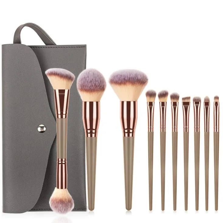 10 pieces of high-quality and low-priced vegetarian synthetic hair makeup brush set for Big Mac
