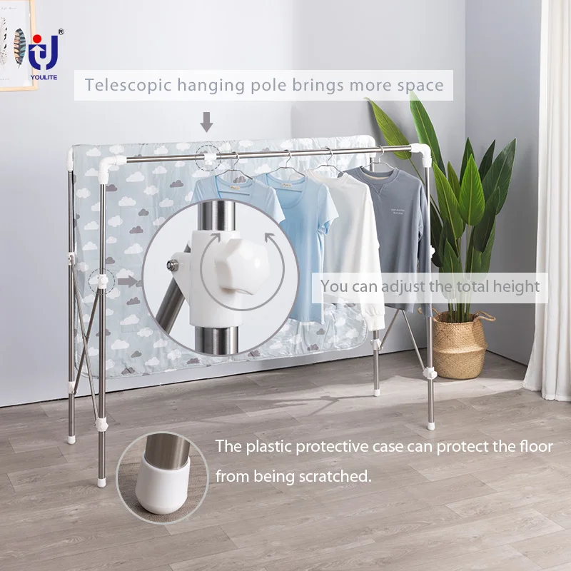 2 in 1 Folding Over Door Clothes Air Dryer Rack Wall Mouted Indoor Airer Drying Laundry Hanger Rack with 4 Hooks