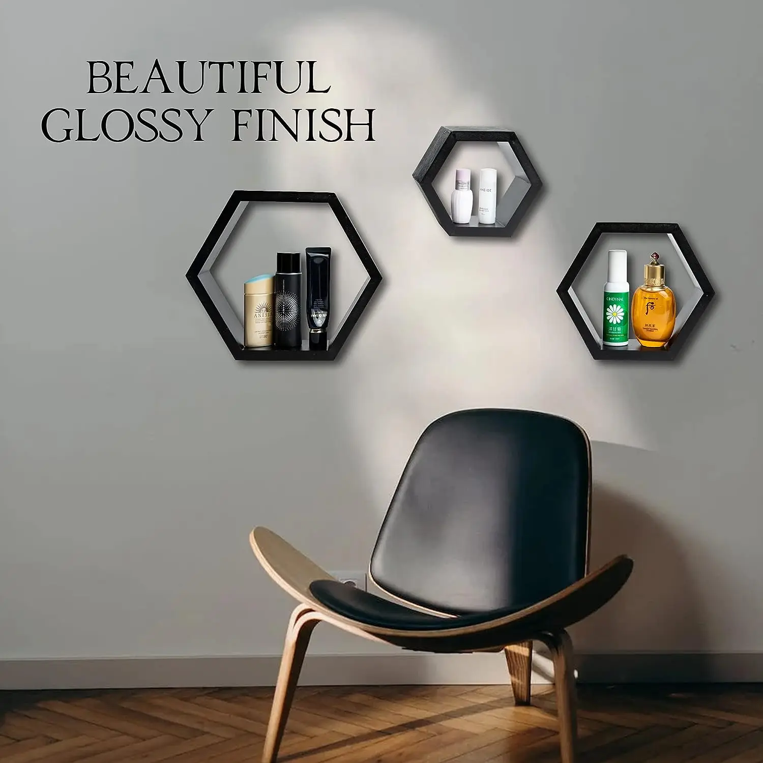 Pine Wood Hexagon Shelves for Wall Decor Wall Mounted Hexagon Floating Shelves Farmhouse Honeycomb Shelves for Room Kitchen