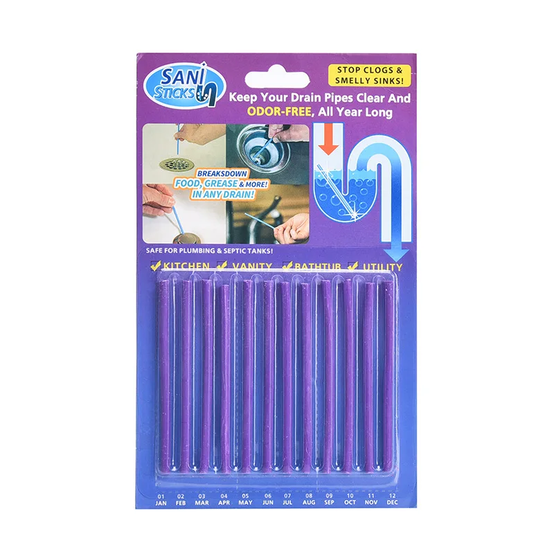Оптовая цена, очиститель труб для кухни, ванной, туалета, дезодорирующие чистящие палочки, стержень для очистки канализации