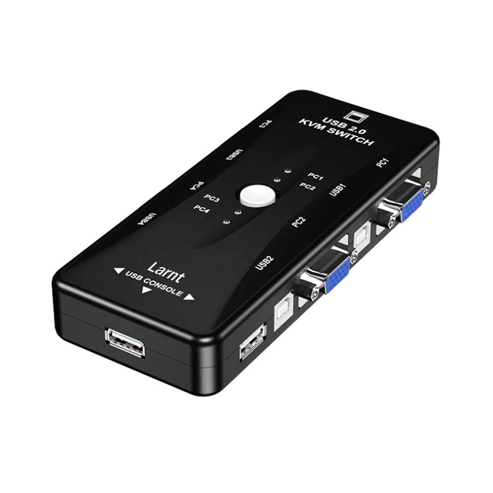
4 Port KVM Switch VGA USB Console 4 Input 1 Output With Button Connects Printer Keyboard Mouse 
