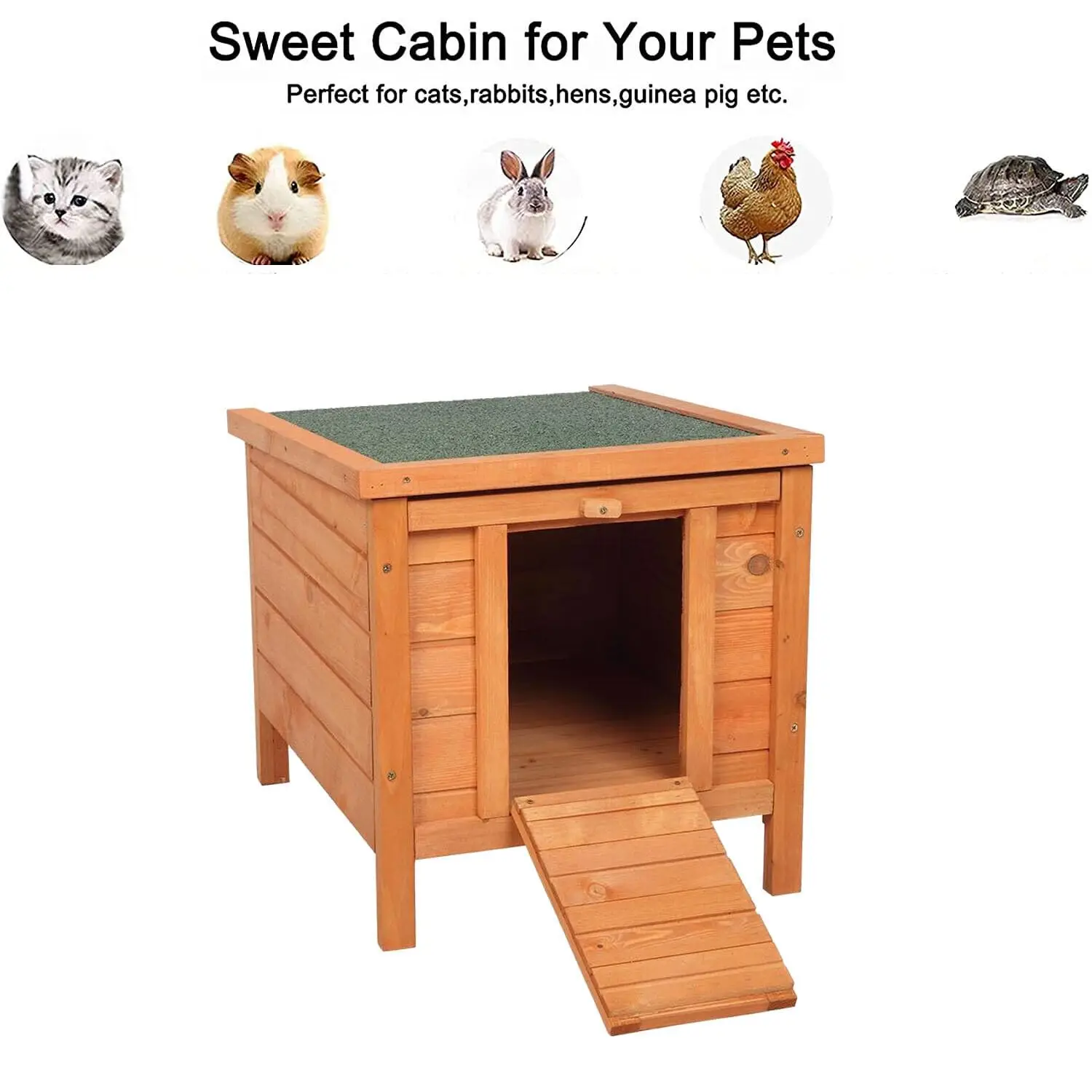 Wood Bunny Cage Rabbit Hutch Chicken Coop Pet House for Small Animals