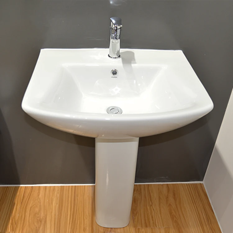 HUIDA rectangle shape standing hand wash basin sinks with pedestal in good price
