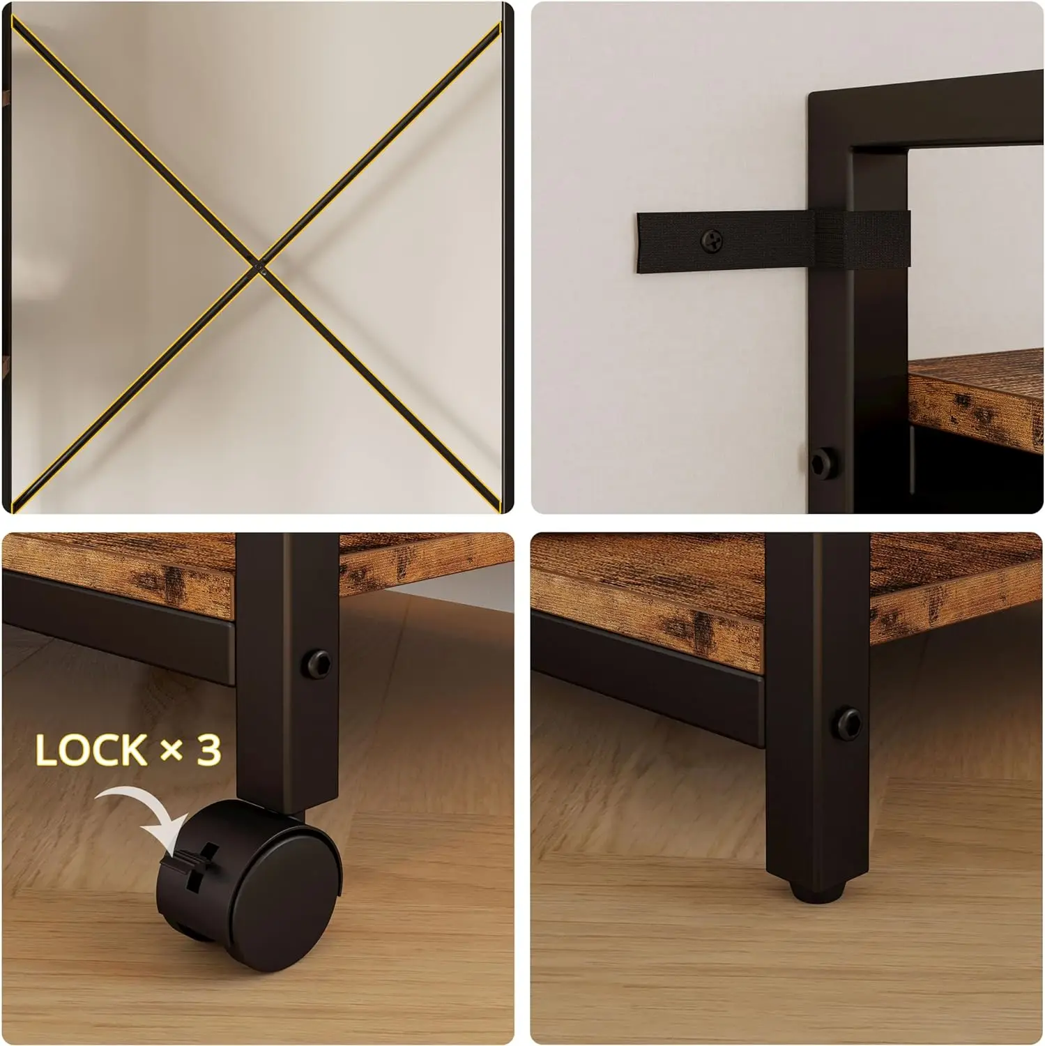 Factory direct 8 drawer dresser with charging station and LED light closet in living room Wheeled Kitchen Storage Rack