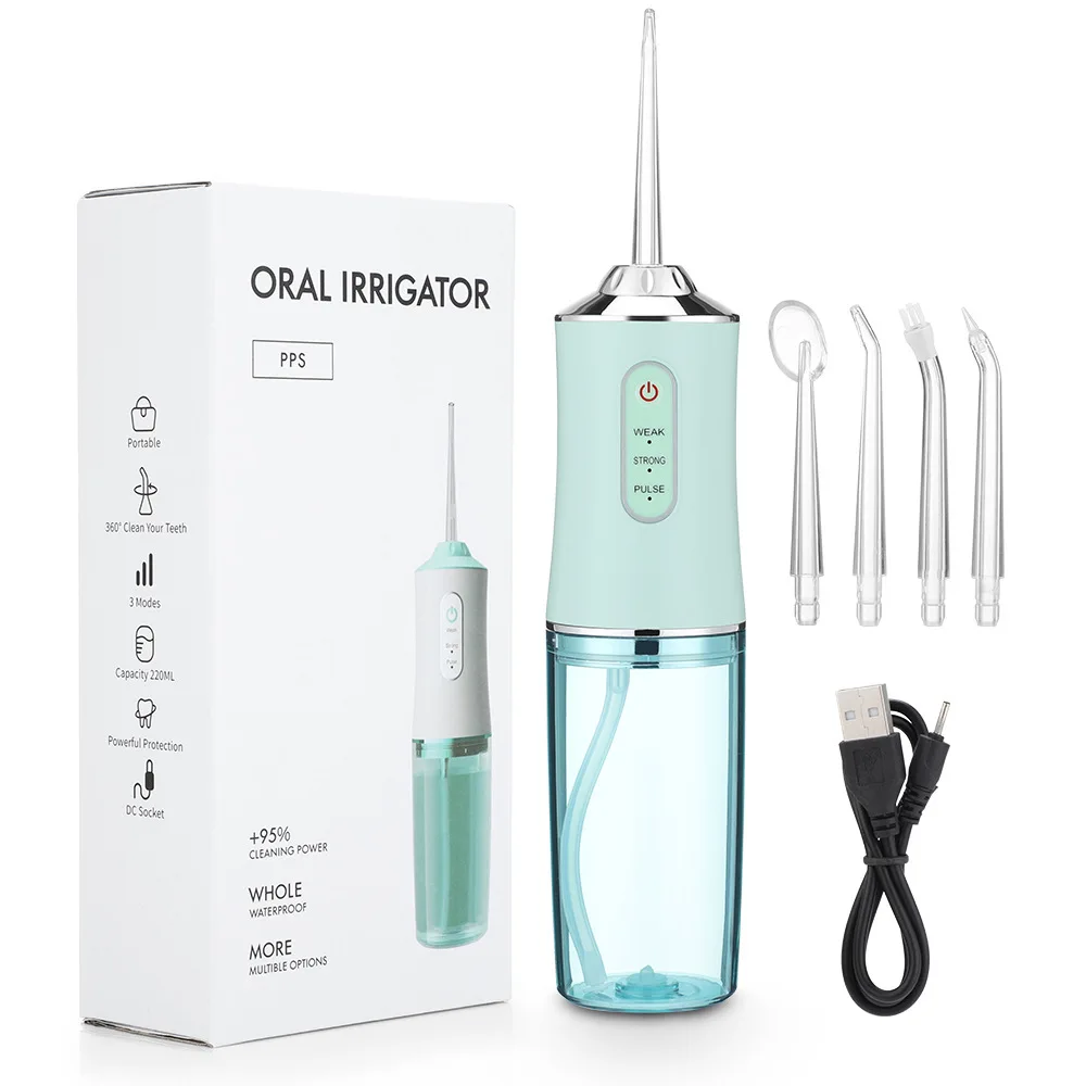 Electric Irrigator Oral USB Rechargeable Water Flosser Dental Water Jet 3 Work Models Teeth Cleaner 4 Nozzles