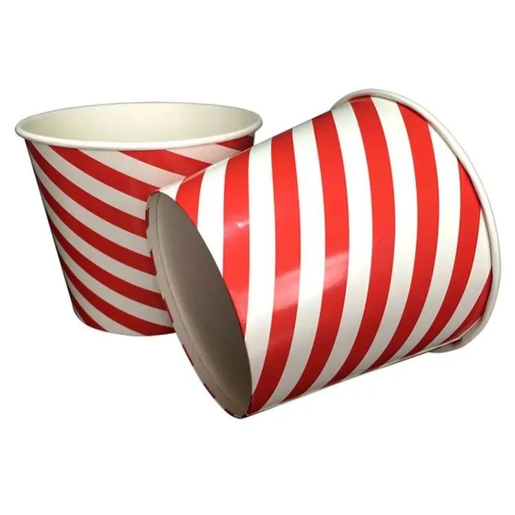 64Oz Disposable Big Size Custom Printed Paper Popcorn Cups With Plastic Lids