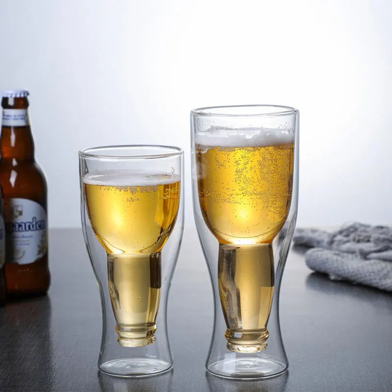 ONEIN Double-layer high borosilicate glass beer glasses are heat-resistant and transparent