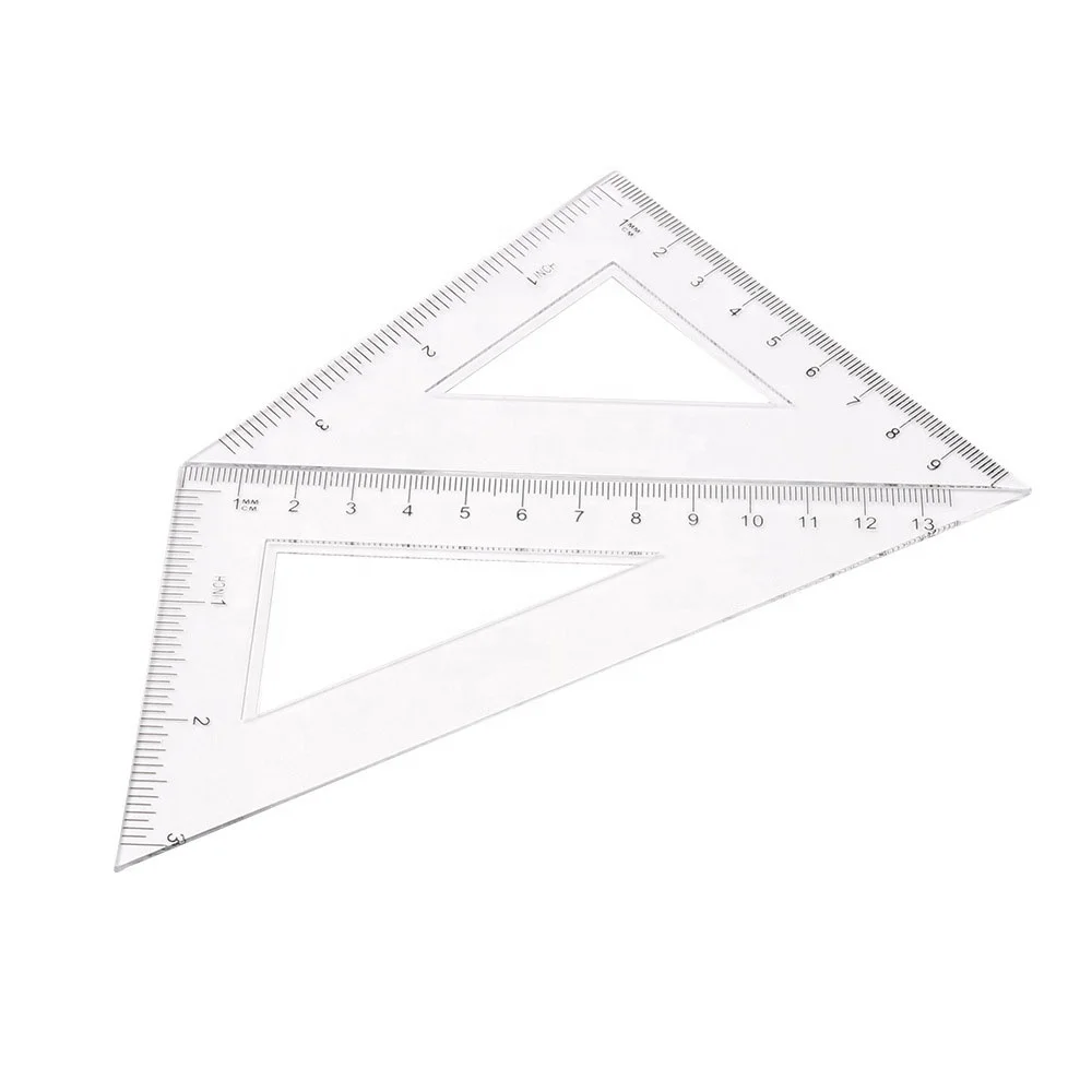 4 Pcs Plastic Clear Ruler Math Set Includes Protractor Triangle Rulers Straight Ruler for School Office Home Supplies