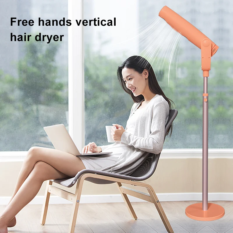Modern Diffuser Ionic Saloon Pet Hot Air Brush Holder Hand Free Adjustable Vertical Standing Hotel Floor Hair Dryer