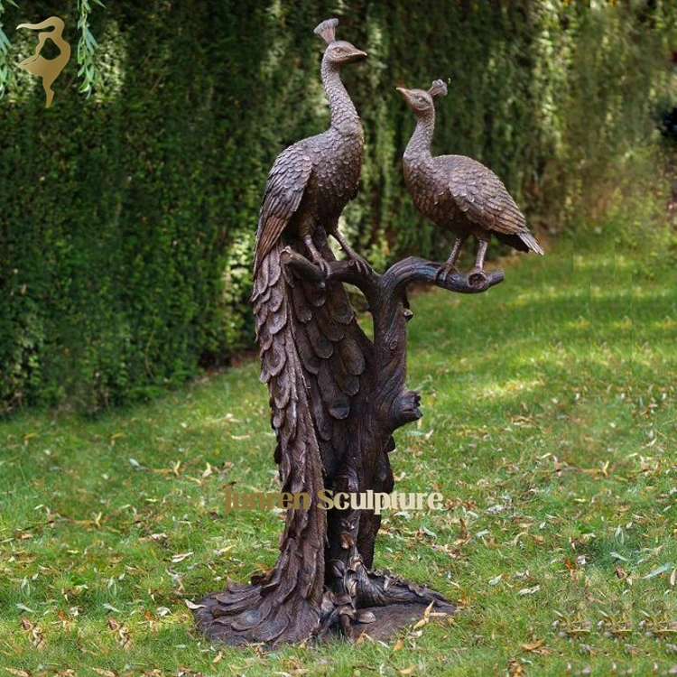 Metal craft park decoration large outdoor bronze peacock sculpture brass peacock statue bird statue