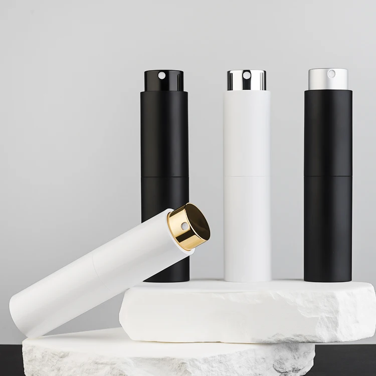 RTS Round 5ml 10ml Twist Up Metal Spray Bottle 8ml Aluminium Portable Refillable Perfume Atomizer