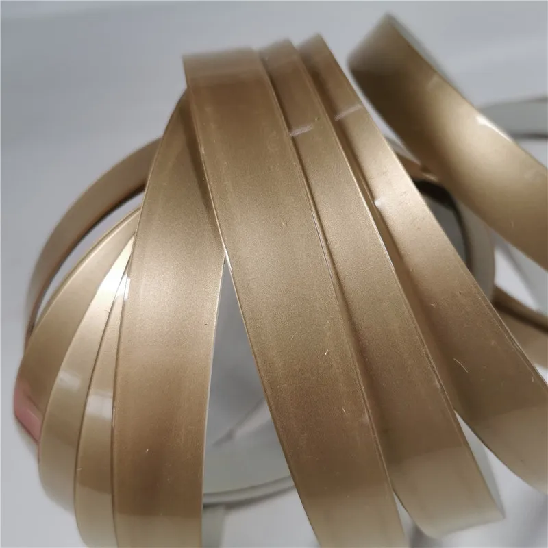 Golden metallic glossy plastic edge banding High Gloss HG Solid Color Office gold edge banding tape