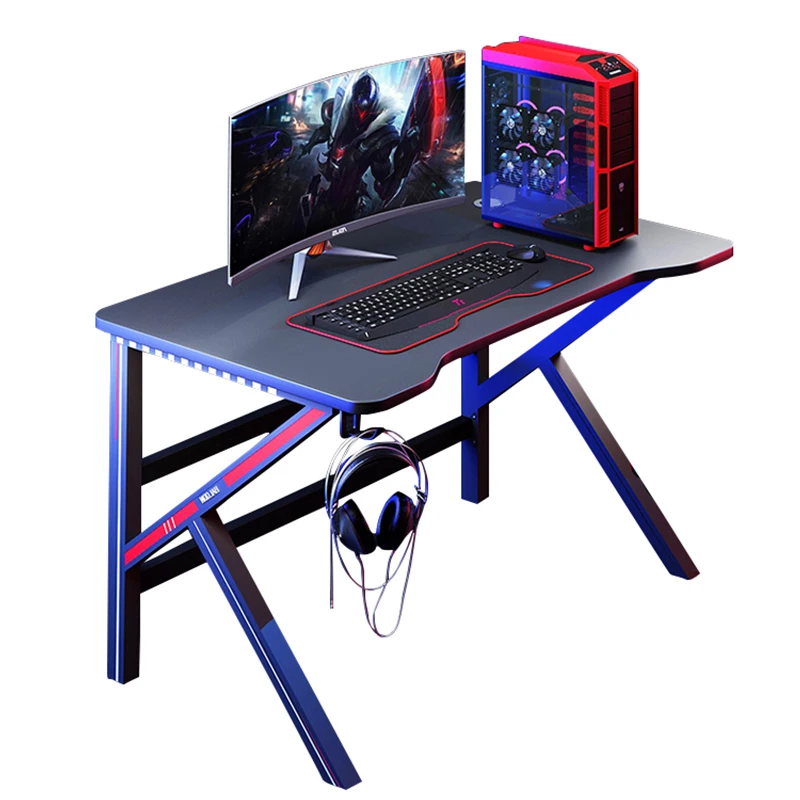 The new listing gaming computer ergonomic PC style game desk with touching swift RGB light racing gaming table