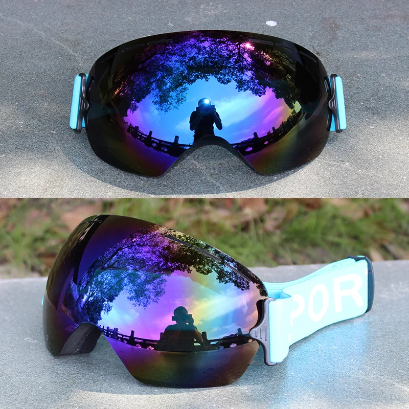 Uv400 Protection Skiglasses Sport Snow Board OEM Custom Anti Fog Ski Glasses Straps Lens Ski Goggle