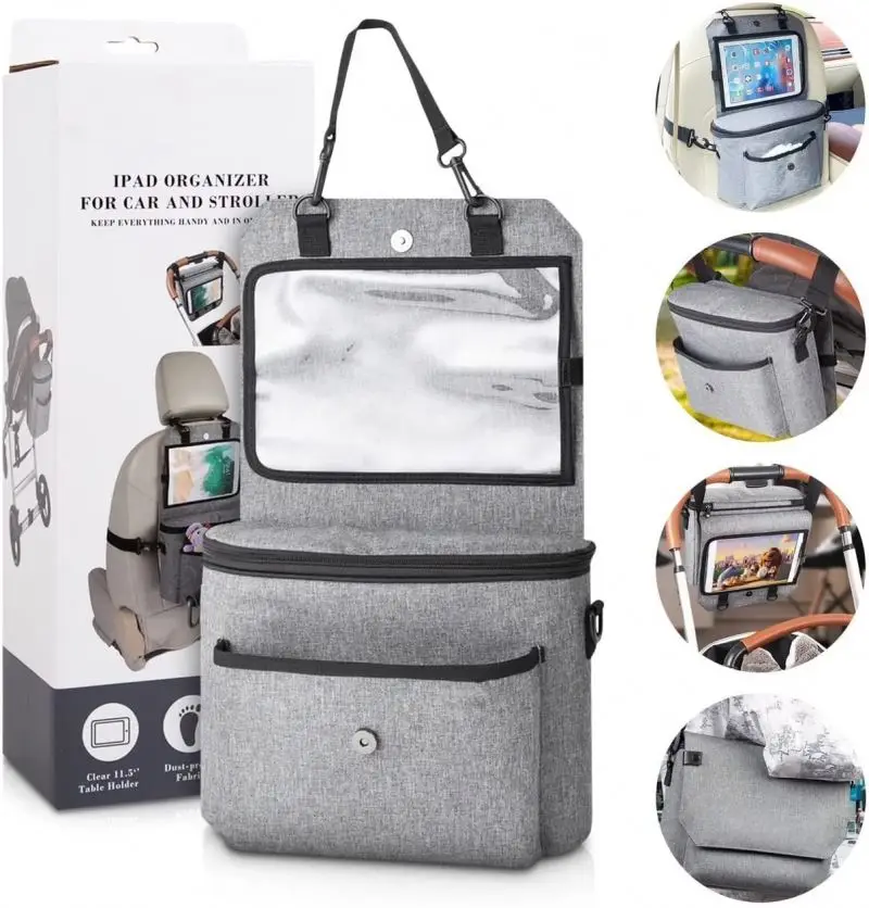 3 in 1 Car Organizer Back Seat for Kids Car Backseat and Stroller Organizer Bag with Ipad Holder