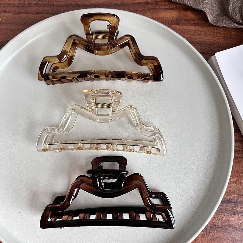 Custom Logo Olive Green Plastic Resin Large Hair Claw Clip Women Hair Accessories 12.8cm Big Claw Clamp For Women Thick Hair