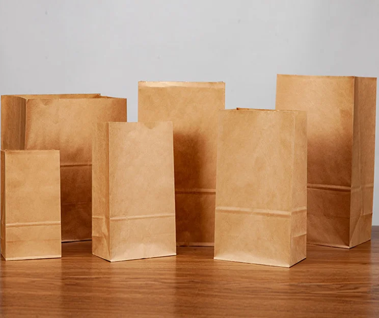 Custom Logo Printed Cheap Eco Recycle Take Away Food Packaging Brown Kraft Paper Bag No Handles