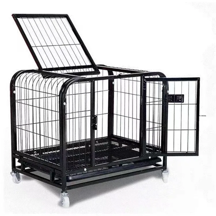High Quality Several Size Heavy Duty Steel Material Two Doors, Includes Removable Sanitary Tray  iron fence dog cage