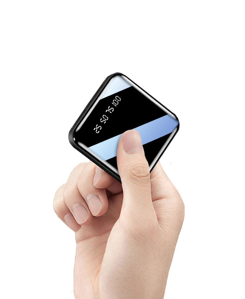 Drop-shipping 20000 Portable Power Bank Mirror LED Display 10000mah Mini Powerbank Flashlight For Mobile Phone Charger