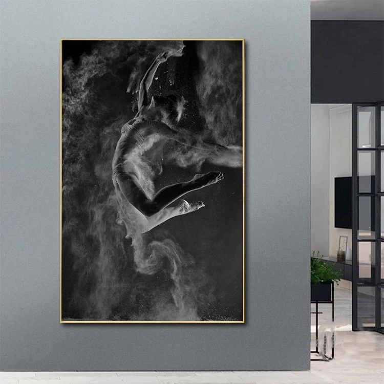 Black and White Ballet Dancer Canvas Painting Elegant Ballerina Pose  Print Poster Wall Art Picture for Interior Room Decor