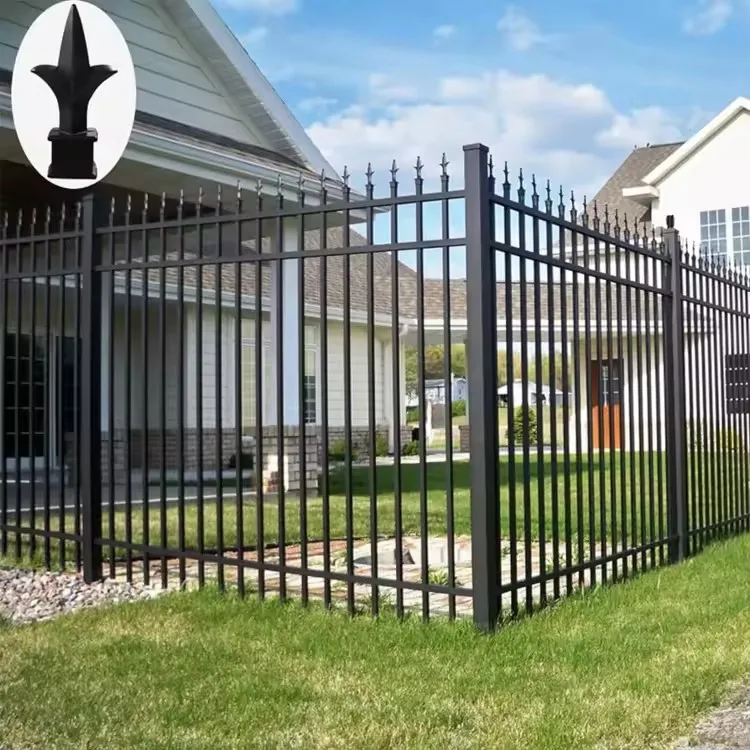 Hot-selling heavy duty prefab residential steel picket fence black metal garden border fence
