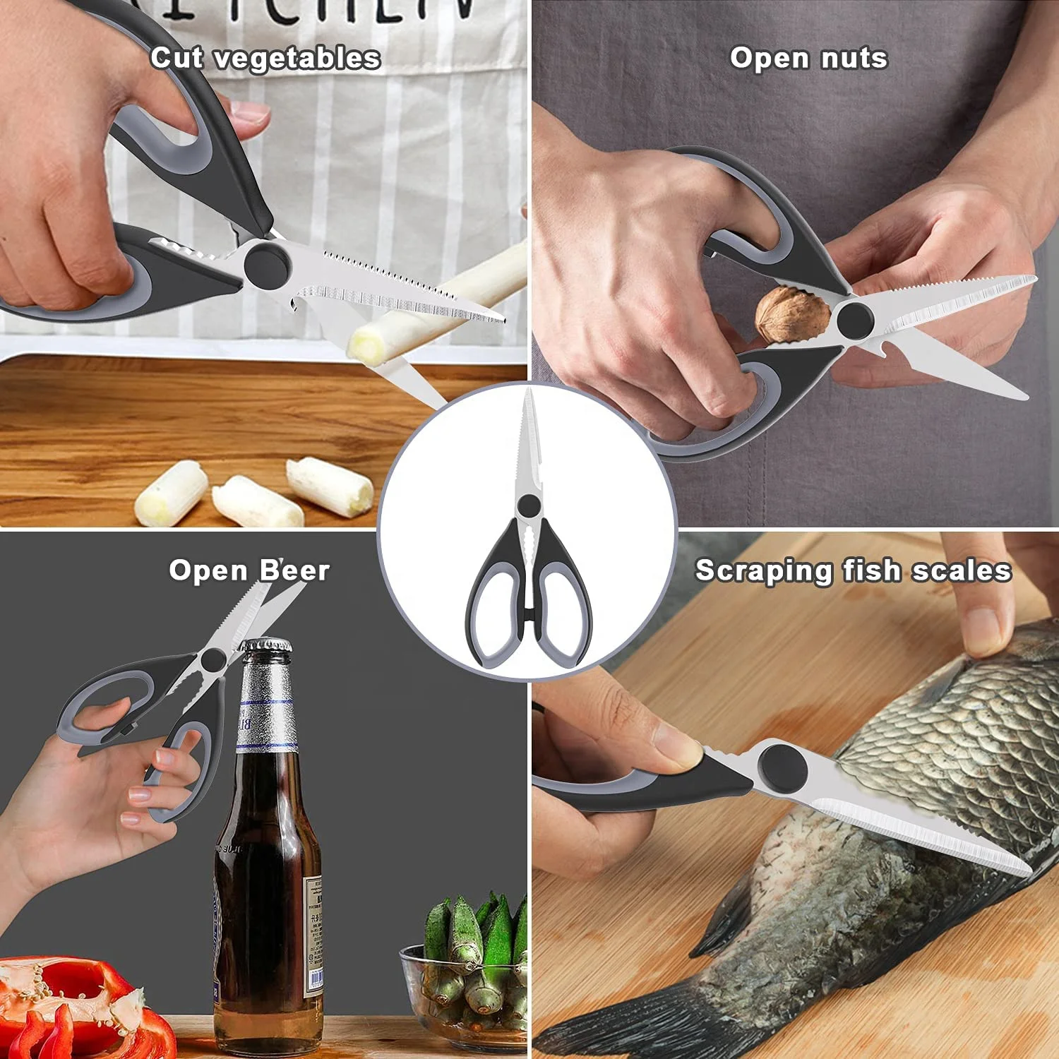 Stainless Steel Hollow Handle Self Sharpening Kitchen Knife Set with Finger Protection&Acrylic Stand-Best