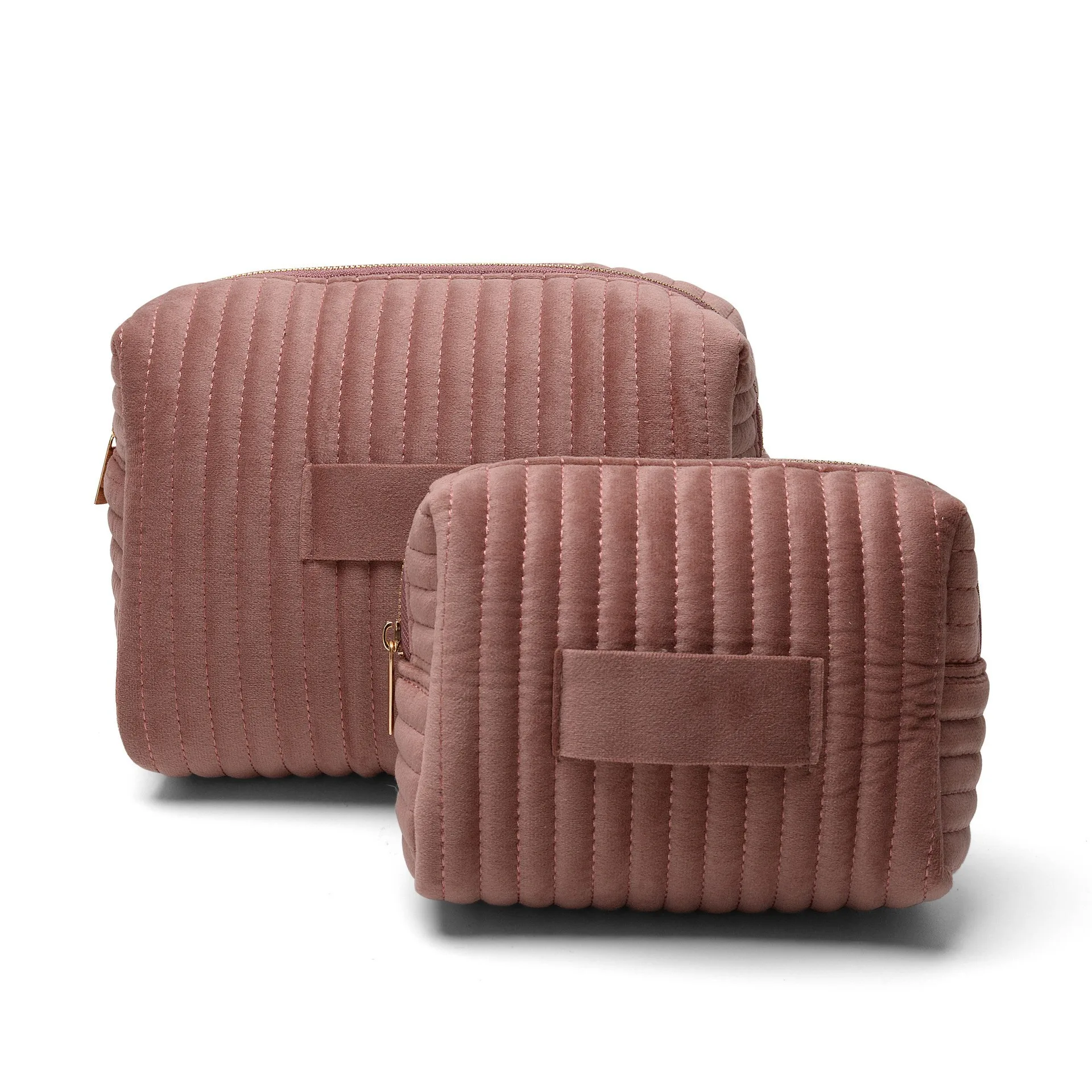 Hot Sale Travel MakeupBag Custom Logo Portable Small Velvet Quilted Makeup Toiletry Cosmetic Bag