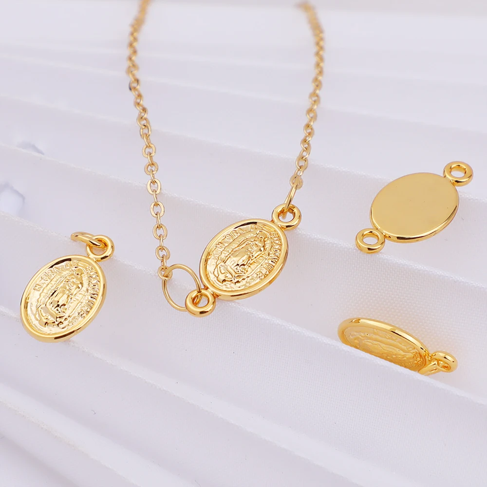 Alloy 18K gold plated pendant Christian Virgin Mary charms Vintage Style Necklace Bracelet Small Pendant