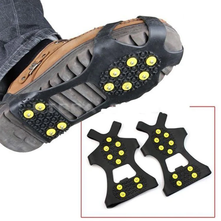 Anti Skid Shoe Grip Universal Silicone Rubber Ice Crampons 10 Teeth Rubber Ice Cleats