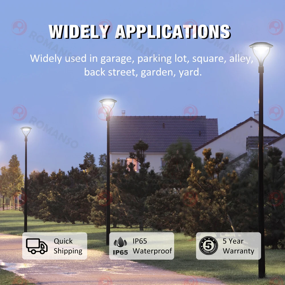 ROMANSO Aluminium Pole Ip65 60W 100W 150W Garden Spike Lamp Decoration Led Landscape Light Post top light street light