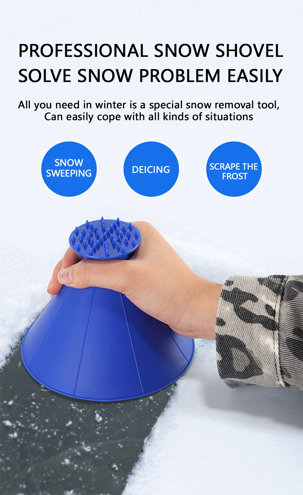Snow Removal Accessories Cone Shaped Winter Tool Car Windshield Outdoor Snow Funnel Tool Scrape A Round Car Ice Scraper